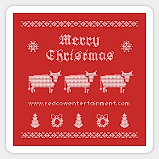 Red Cow Christmas Sweater Sticker